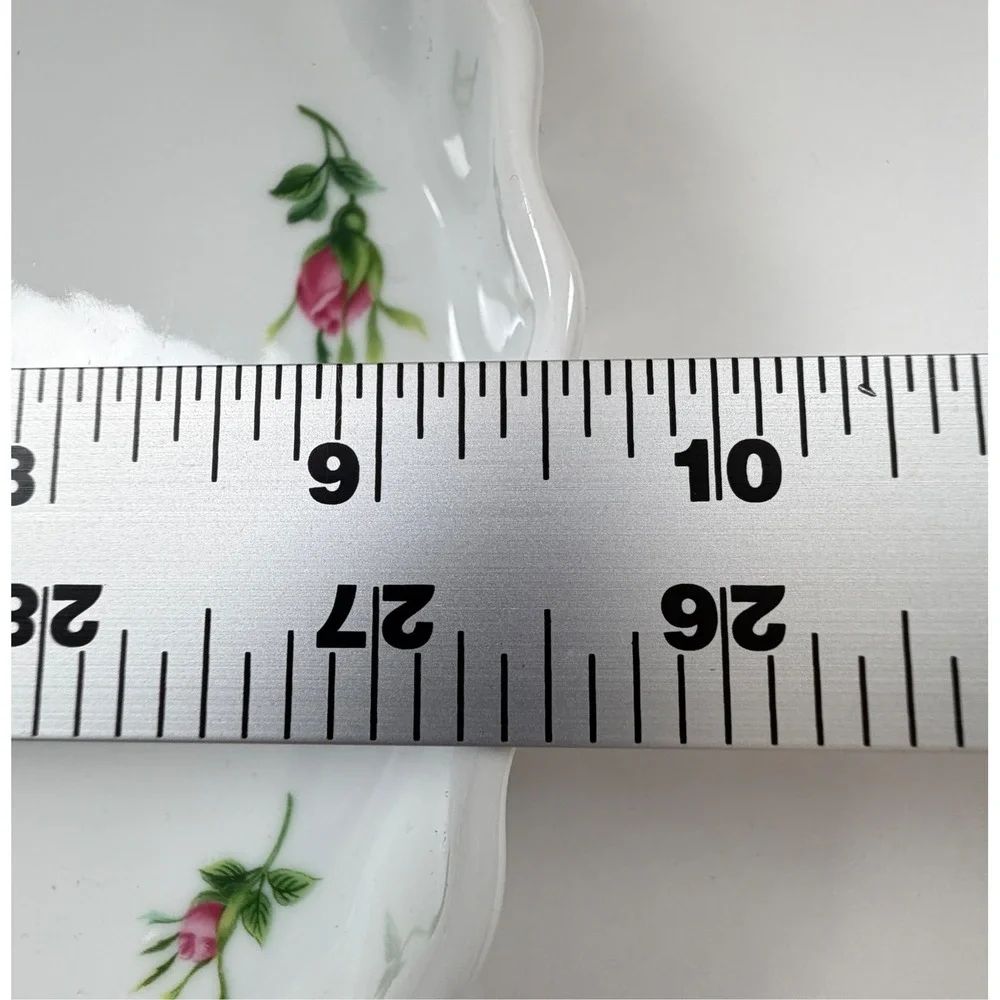 Christineholm Porcelain Tart Dish 9.5in Pink Rose Floral Fluted Quiche Pan